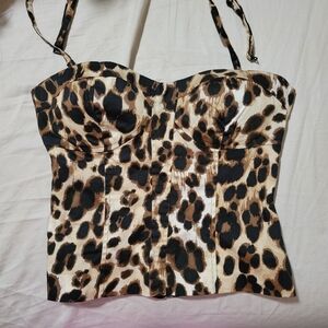 Bebe Leopard Strapless Top - XS